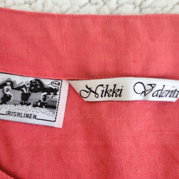 Peach Irish Linen Embroidered Sleeveless Blouse size 20 - Picture 8 of 12